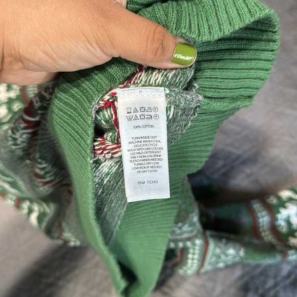 ASPEN MEN’S GREEN CHRISTMAS REINDEER KNIT COTTON SWEATER - Picture 4 of 4